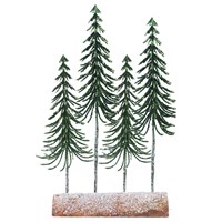 Gisela Graham Christmas Green Slim 4 Tree on Log Table Decoration (36326)