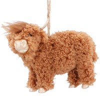 Gisela Graham Christmas Highland Cow Faux Fur Hanging Tree Decoration (12167)