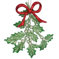 Gisela Graham Christmas Mistletoe with Red Bow Hanging Tree Decoration (11256)