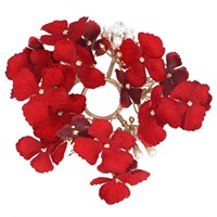 Gisela Graham Christmas Red & Gold Hydrangea Candle Ring (50193)