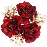 Gisela Graham Christmas Red & Gold Mini Rose Candle Ring (50196)