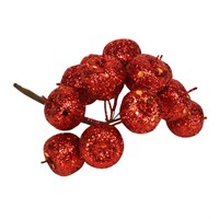 Gisela Graham Christmas Red Glitter Acrylic Cherry Bunch (40394)