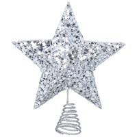 Gisela Graham Christmas Silver Star Confetti Tree Top Star Tree Topper (39220)