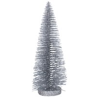 Gisela Graham Christmas Small Silver Brush Tree Orn Table Decoration (36351)