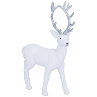 Gisela Graham Christmas White Flock Reindeer Table Decoration (34797)