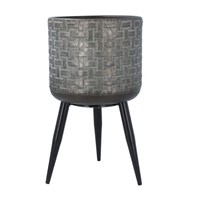 Gisela Graham Galvanised Basketweave Metal Pot with Legs Small (32254)
