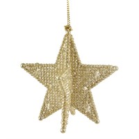 Gisela Graham Christmas Pale Gold Glitter Acrylic 3D 5-Point Star Hanging Tree Decoration (17483)