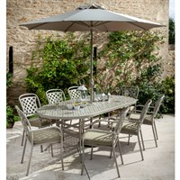 Hartman Berkeley 8 Seat Oval Outdoor Garden Furniture Set with Parasol