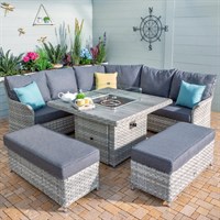 Hartman Heritage Tuscan Grand Square Casual Outdoor Garden Furniture Fire Pit Dining Set