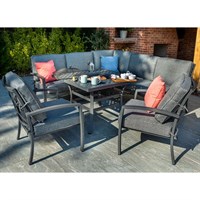 Hartman Rosario Square Casual Outdoor Garden Furniture Dining Fire Pit Set With Chairs