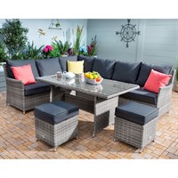 Hartman Westbury Rectangular Corner Outdoor Garden Furniture Casual Dining Set in Grey