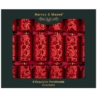 Harvey & Mason Exquisite Red Flock Christmas Cracker - Pack of 6 (XM7002)