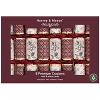 Harvey & Mason Premium Burgundy Joy Christmas Cracker - Pack of 8 (XM7019)