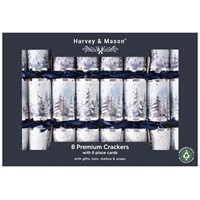 Harvey & Mason Premium Tree Scene Silver Christmas Cracker - Pack of 8 (XM7020)