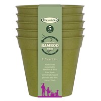 Haxnicks 5 Inch (13cm) Bamboo Biodegradable Pot (5 Pack) Sage Green (Pot110101)