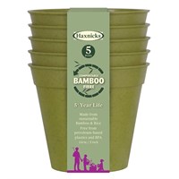 Haxnicks 5 Inch (13cm) Bamboo Biodegradable Pot (5 Pack) Sage Green (Pot110101)