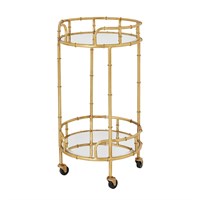 Hill Interiors Gold Round Drinks Trolley (22484) - Direct Dispatch