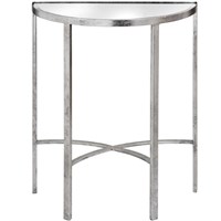 Hill Interiors Mirrored Silver Half Moon Table With Cross Detail (18771) - Direct Dispatch