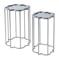 Hill Interiors Quarter Foil Mirrored Set Of Two Side Tables (21468) - Direct Dispatch