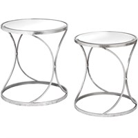 Hill Interiors Silver Curved Design Set Of 2 Side Tables (18777) - Direct Dispatch