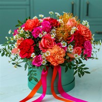 Indian Summer Hat Box Floral Arrangement