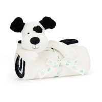 Jellycat Bashful Black & Cream Puppy Blankie Soft Toy (BLNK4BCP)
