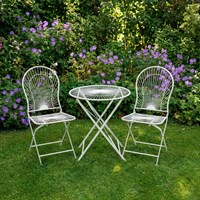 Jonart Antibe Ivory Folding Outdoor Garden Furniture Bistro Set (AN244)