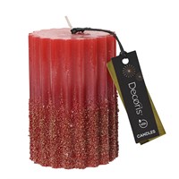 Kaemingk 10cm Glitter Festive Christmas Candle In Christmas Red (212563)