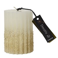 Kaemingk 10cm Glitter Festive Christmas Candle In Wool White (212548)