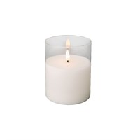 Kaemingk 12.5cm Battery LED Wick Christmas Candle White Glass Cylinder (485354)