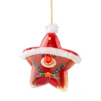Kaemingk 13.5cm LED Light Up Christmas Star Bauble Decoration - Reindeer (488423)