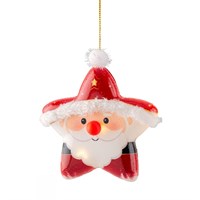 Kaemingk 13.5cm LED Light Up Christmas Star Bauble Decoration - Santa (488423)
