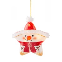 Kaemingk 13.5cm LED Light Up Christmas Star Bauble Decoration - Snowman (488423)