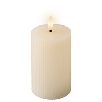 Kaemingk 13.5cm LED Ribbed Candle Light Up Christmas Decoration - White (487536)