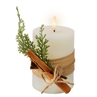 Kaemingk 13cm Tall White LED Candle Light Up Christmas Decoration with Foliage (487515)