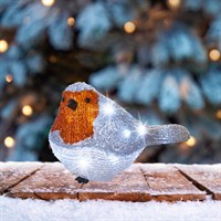Kaemingk 14cm Light Up Acrylic Christmas Robin Decoration (492049)