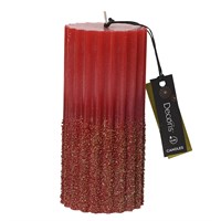 Kaemingk 15cm Glitter Festive Christmas Candle In Christmas Red (212562)