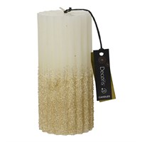 Kaemingk 15cm Glitter Festive Christmas Candle In Wool White (212547)