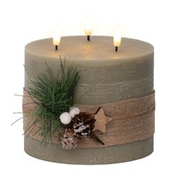 Kaemingk 15cm Wide Beige LED Candle Light Up Christmas Decoration with Foliage (489311)