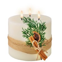 Kaemingk 15cm Wide White LED Candle Light Up Christmas Decoration with Foliage (487517)