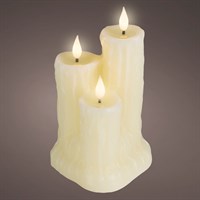 Kaemingk 18.5cm Three LED Wax Candles Christmas Decoration - Cream (481704)