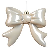 Kaemingk 19cm Christmas Bow Hanging Tree Decoration In Pearl (028987)