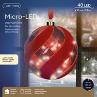 Kaemingk 20cm Micro LED Light Up Hanging Red Christmas Globe (9489444)