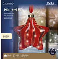 Kaemingk 20cm Micro LED Light Up Hanging Red Christmas Star (9489445)