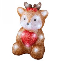 Kaemingk 23.5cm Light Up Acrylic Christmas Heart Decoration - Reindeer (491543)