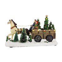 Kaemingk 30cm Horse & Carriage Light Up Christmas Decoration Scene - Trees (481312)
