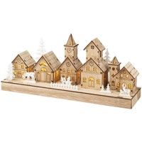 Kaemingk 30cm Wooden Light Up Village Christmas Scene Decoration (487754)