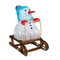 Kaemingk 32cm Light Up Acrylic Christmas Snowman Decoration - Sledding (491153)