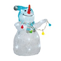 Kaemingk 32cm Light Up Acrylic Christmas Snowman Decoration - String Lights (491153)