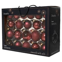 Kaemingk 42 Glass Christmas Tree Hanging Baubles - Maroon (9149297)